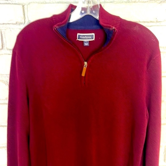 Club Room Men's Quarter-Zip Textured Cotton Sweater Size L - Picture 3 of 7